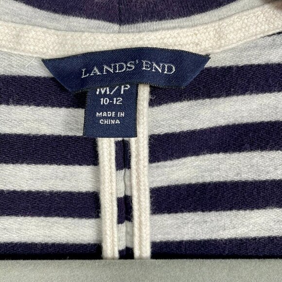 Land's End Cotton Preppy Nautical Sweater Navy & Gray Stripes Size Medium Petite - Picture 4 of 14